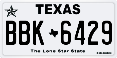 TX license plate BBK6429