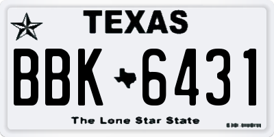 TX license plate BBK6431