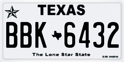 TX license plate BBK6432