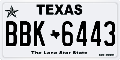 TX license plate BBK6443
