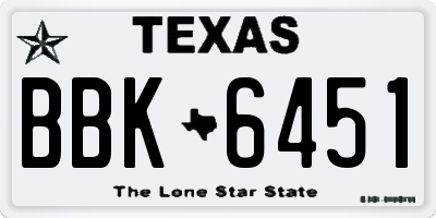 TX license plate BBK6451
