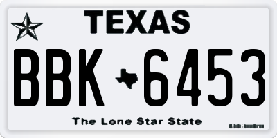 TX license plate BBK6453