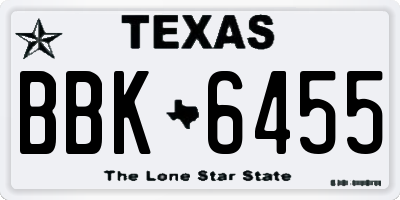 TX license plate BBK6455