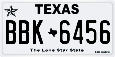TX license plate BBK6456