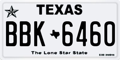 TX license plate BBK6460