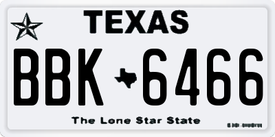 TX license plate BBK6466