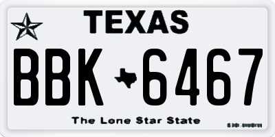TX license plate BBK6467