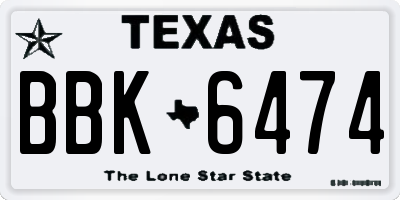 TX license plate BBK6474