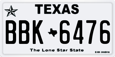 TX license plate BBK6476