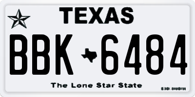 TX license plate BBK6484