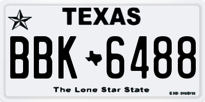 TX license plate BBK6488