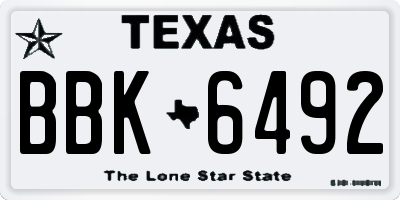 TX license plate BBK6492