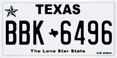 TX license plate BBK6496