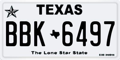 TX license plate BBK6497