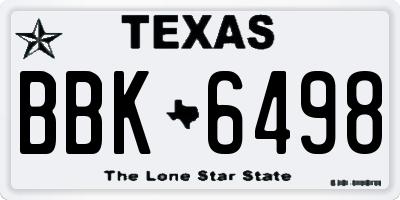 TX license plate BBK6498