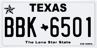 TX license plate BBK6501