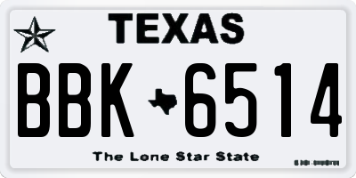TX license plate BBK6514
