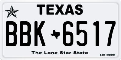 TX license plate BBK6517