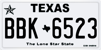 TX license plate BBK6523