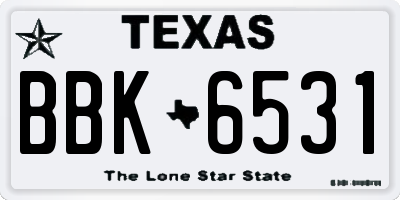 TX license plate BBK6531
