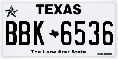 TX license plate BBK6536