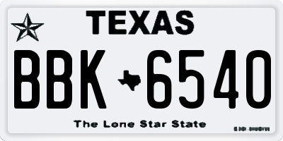 TX license plate BBK6540