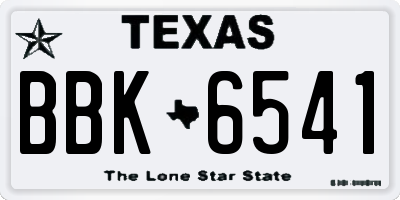 TX license plate BBK6541