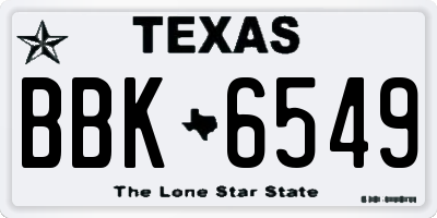 TX license plate BBK6549