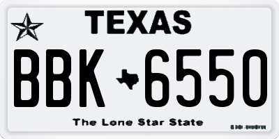 TX license plate BBK6550