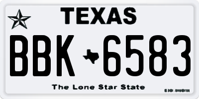 TX license plate BBK6583