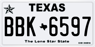 TX license plate BBK6597