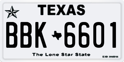 TX license plate BBK6601