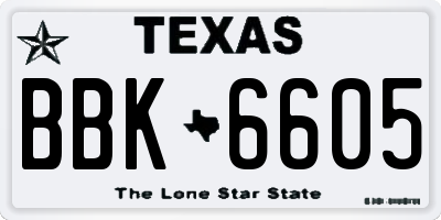 TX license plate BBK6605