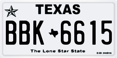 TX license plate BBK6615