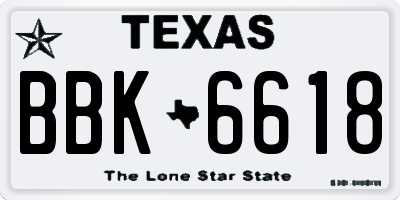 TX license plate BBK6618