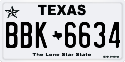 TX license plate BBK6634
