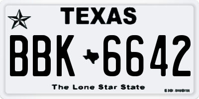TX license plate BBK6642