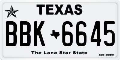 TX license plate BBK6645