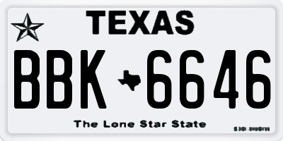 TX license plate BBK6646