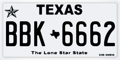 TX license plate BBK6662