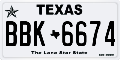 TX license plate BBK6674