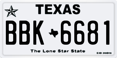 TX license plate BBK6681