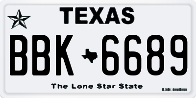 TX license plate BBK6689