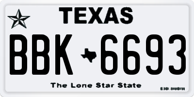 TX license plate BBK6693