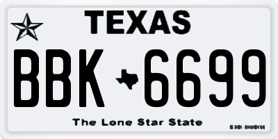 TX license plate BBK6699