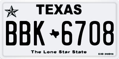 TX license plate BBK6708