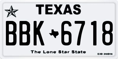 TX license plate BBK6718