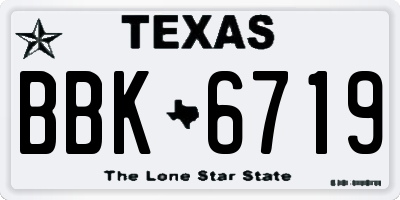 TX license plate BBK6719