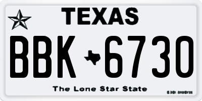TX license plate BBK6730