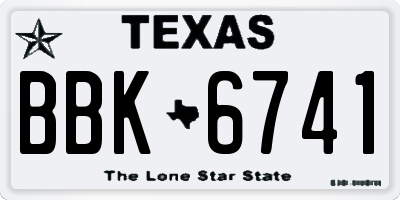 TX license plate BBK6741